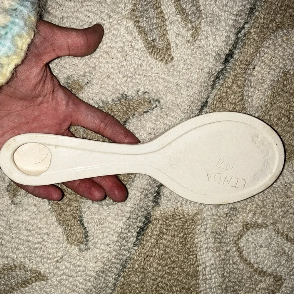 Flower Floral Spoon Rest Teabag Holder Ceramic Vintage Hand Painted Cottage Boho